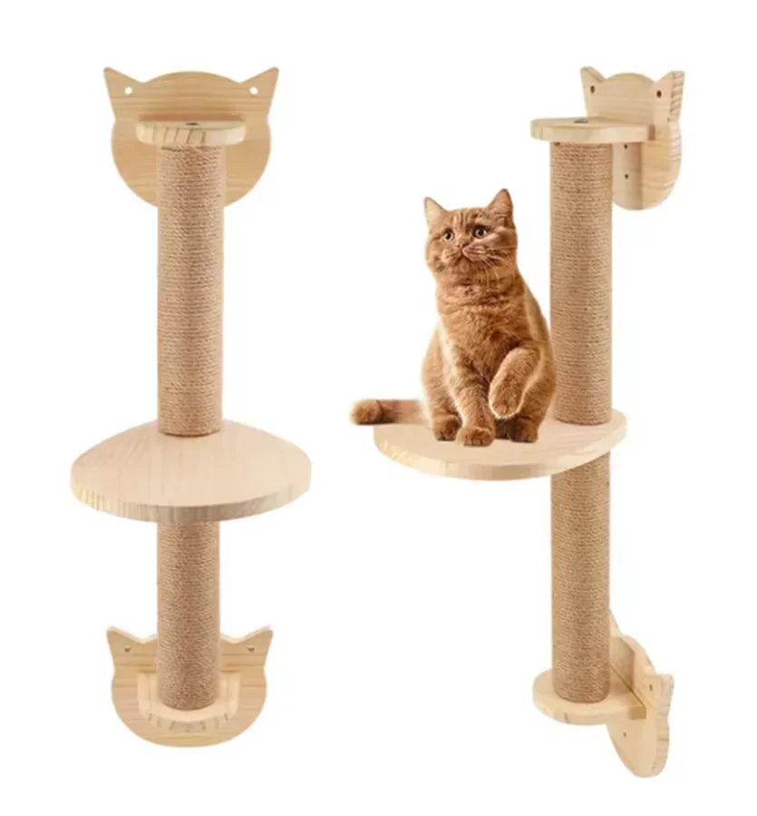 Étagères murales en bois pour chat — griffoir sisal modulable