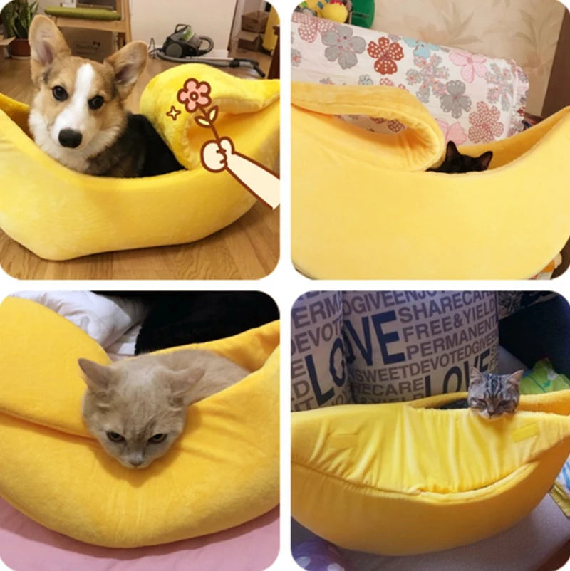 Lit banane moelleux pour chat — la cachette tendance