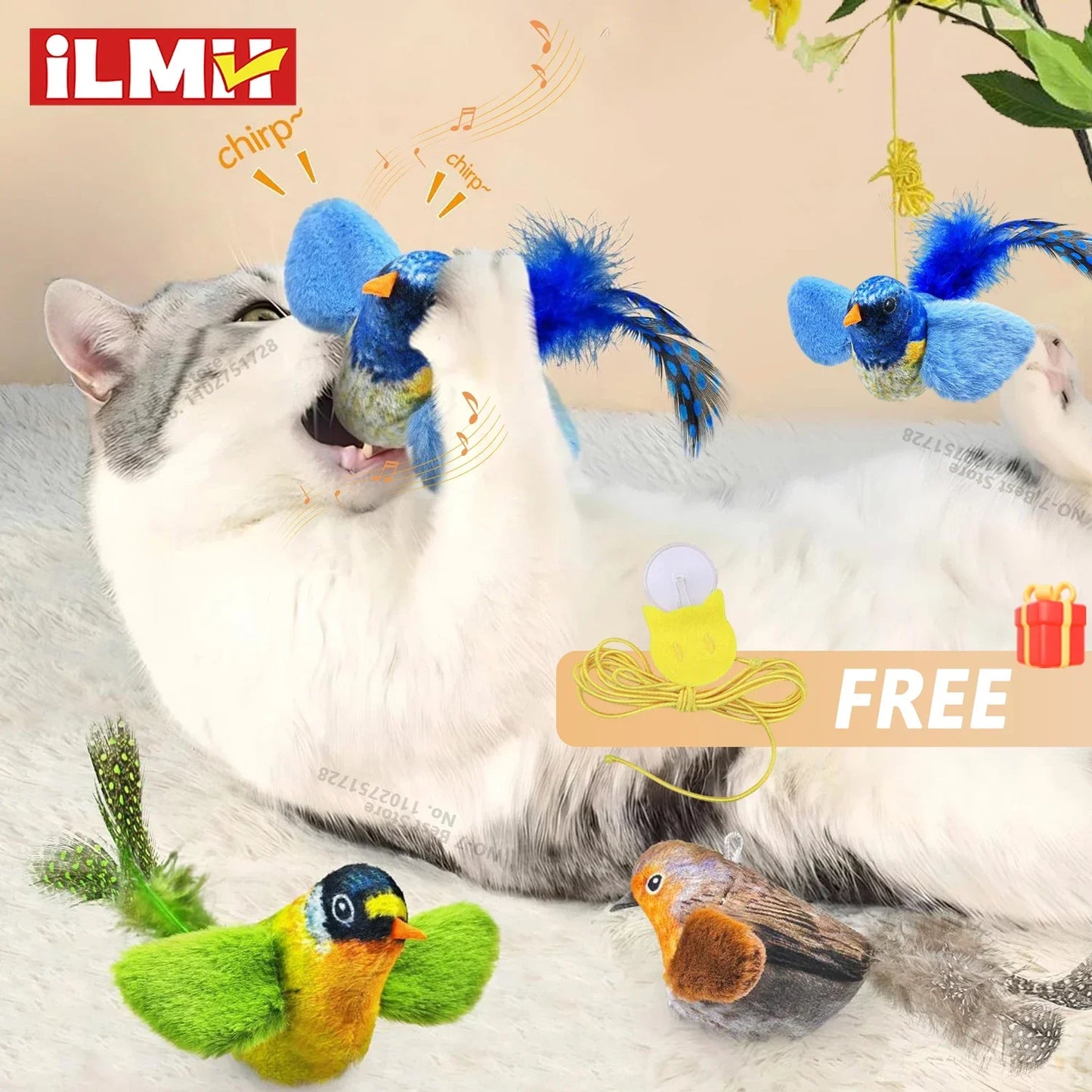 Jouet oiseau interactif à accrocher au mur