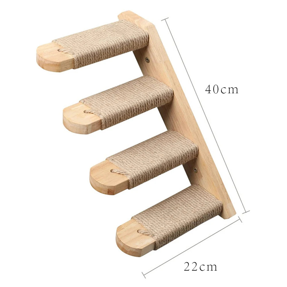 Étagères murales en bois pour chat — griffoir sisal modulable
