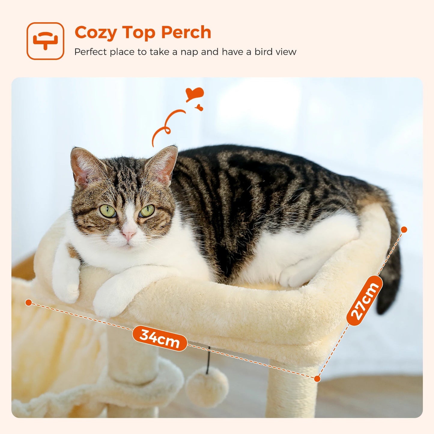 Arbre à chat 73 cm — hamac & griffoirs sisal pour chat d'intérieur