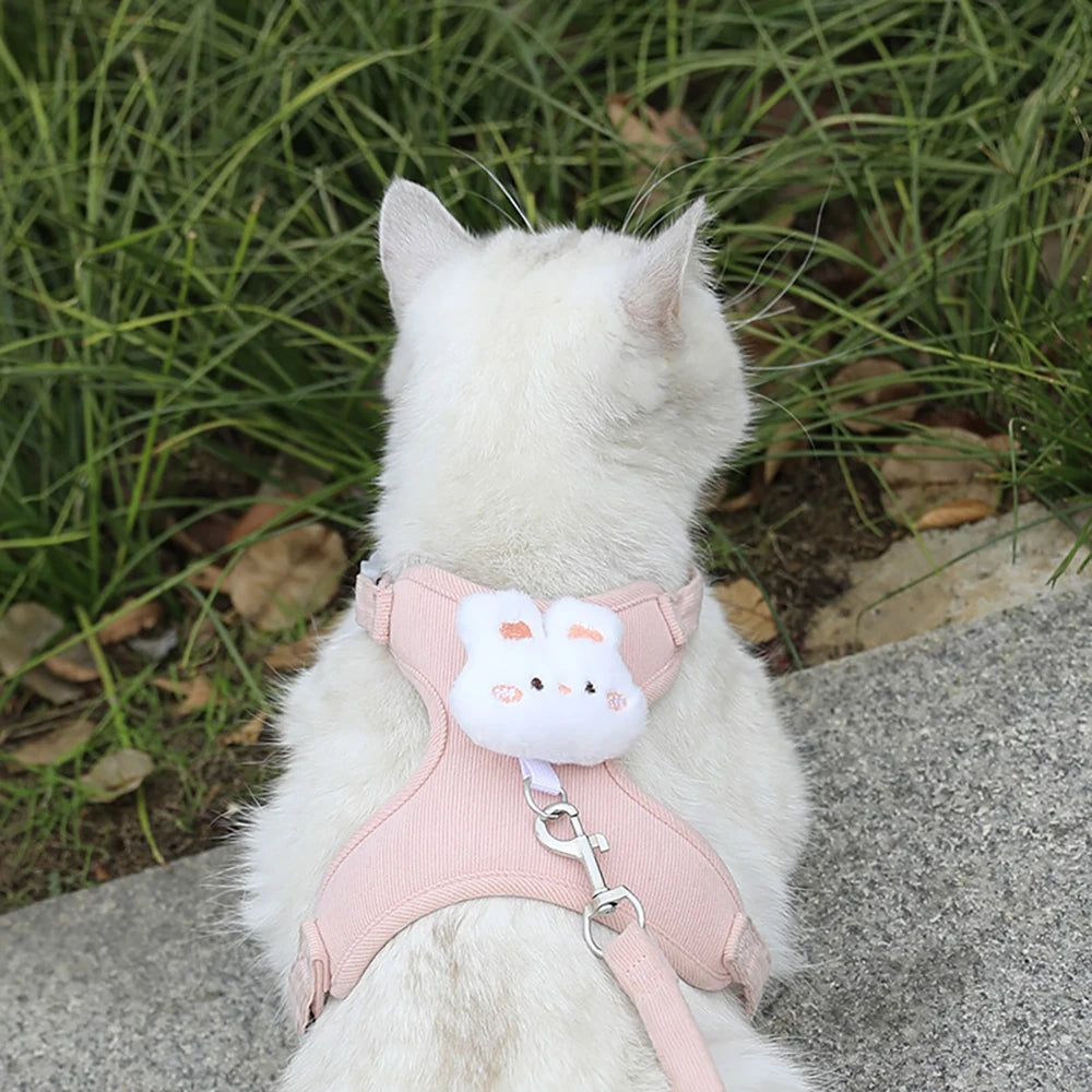 Harnais sac à dos peluche pour chat — escape-proof avec laisse