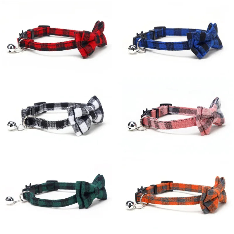 Collier chat nœud papillon & grelot — breakaway sécurisé