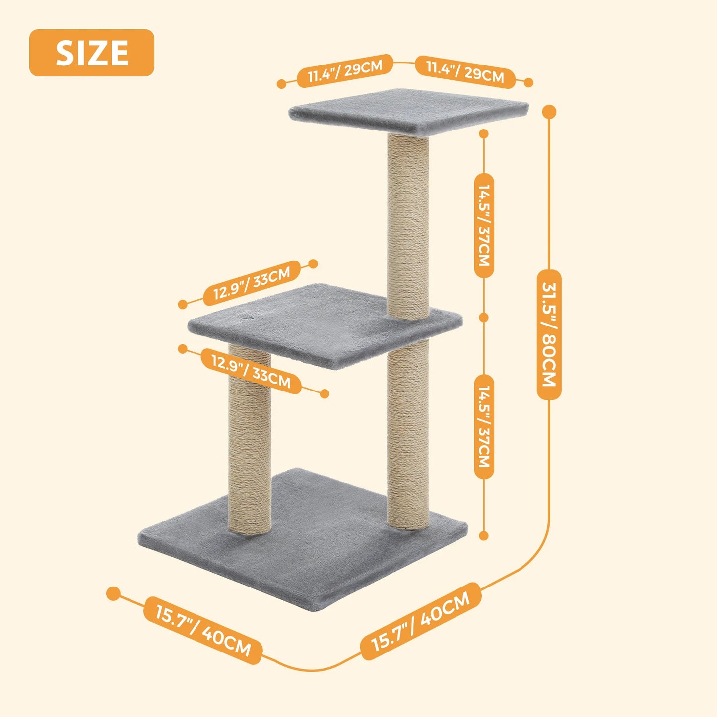Arbre à chat 73 cm — hamac & griffoirs sisal pour chat d'intérieur