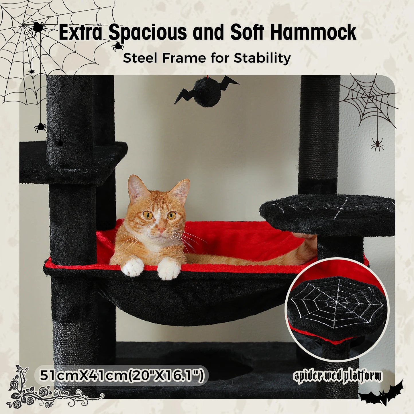 Grand arbre à chat multi-niveaux — sisal, hamac & niches