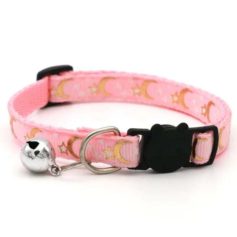 Collier chat coloré avec grelot — motif empreintes