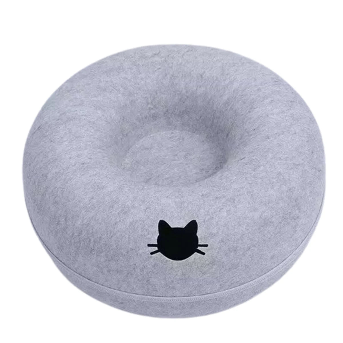 Tunnel-nid en feutre 3-en-1 pour chat — griffoir et couchage