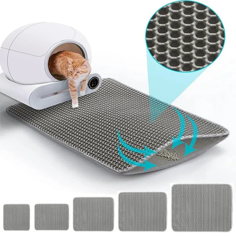 Tapis de litière double couche imperméable — anti-débordement pour chat
