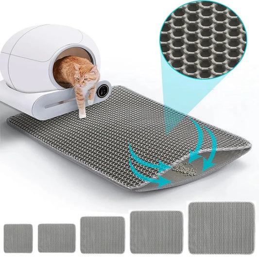Tapis de litière double couche imperméable — anti-débordement pour chat