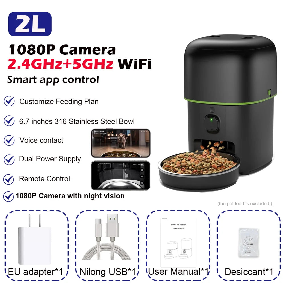 Distributeur automatique avec caméra HD 1080p et application Tuya