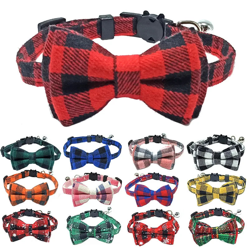 Collier chat nœud papillon & grelot — breakaway sécurisé