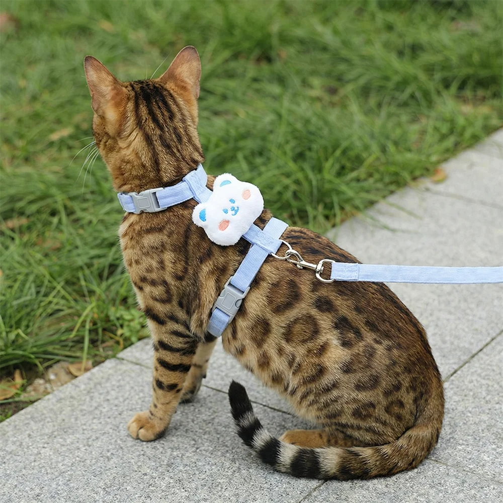Harnais sac à dos peluche pour chat — escape-proof avec laisse