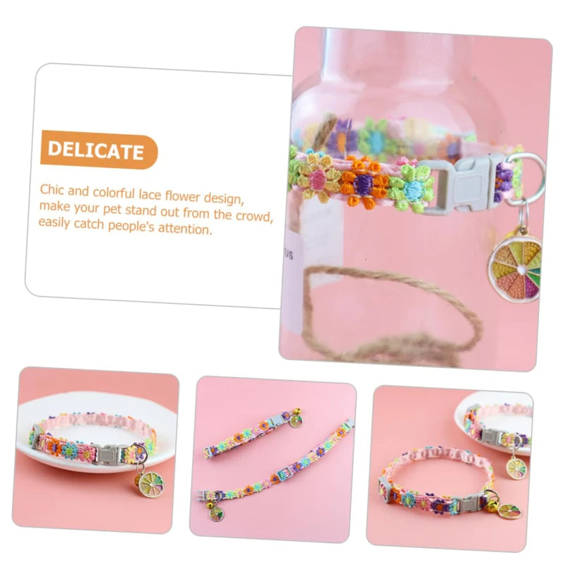 Collier chat coloré avec grelot — motif empreintes
