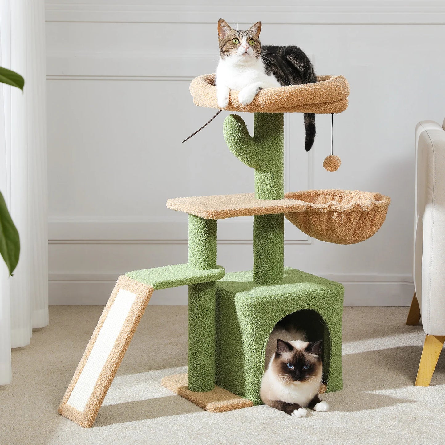 Arbre à chat 73 cm — hamac & griffoirs sisal pour chat d'intérieur