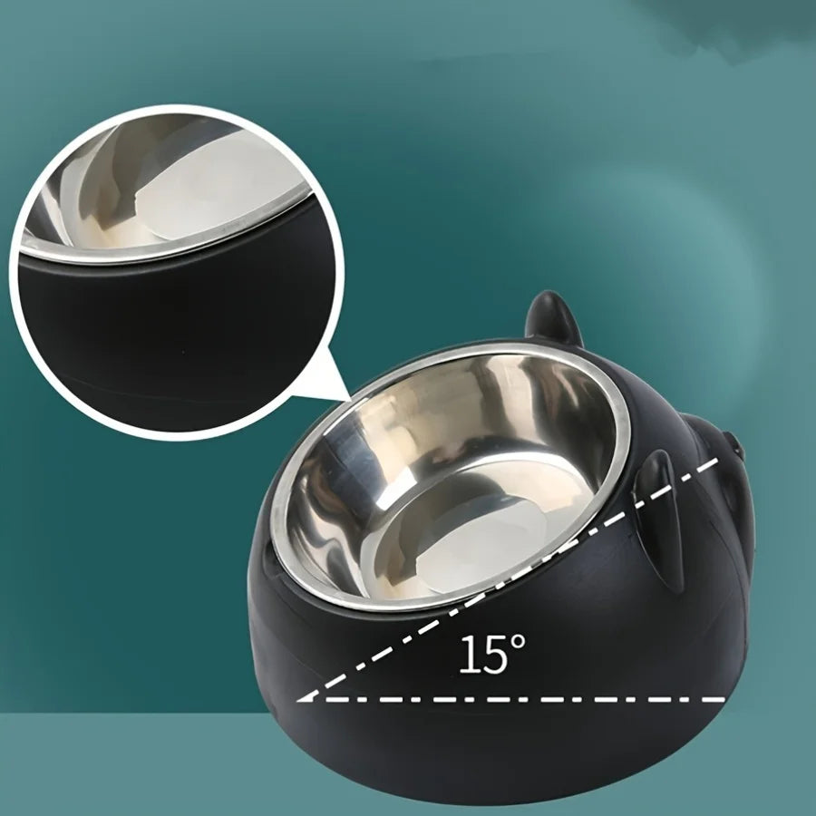 Gamelle inclinée oreilles de chat en inox — protection cervicale 400ml